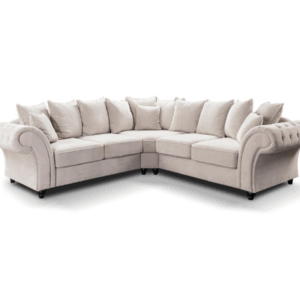 omeero Large Cream Corner Sofa – Upholstered in Soft Fabric, Modern L-Shaped Design